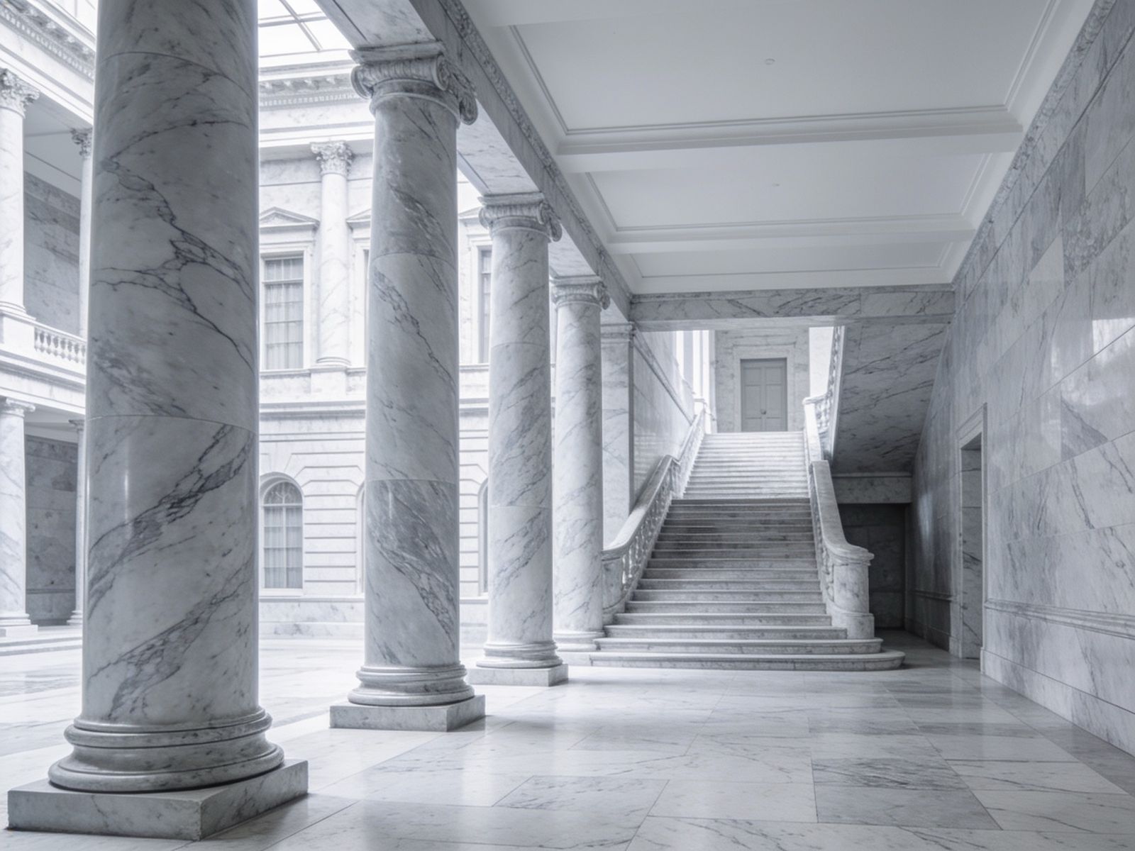 The marble hall of an institution