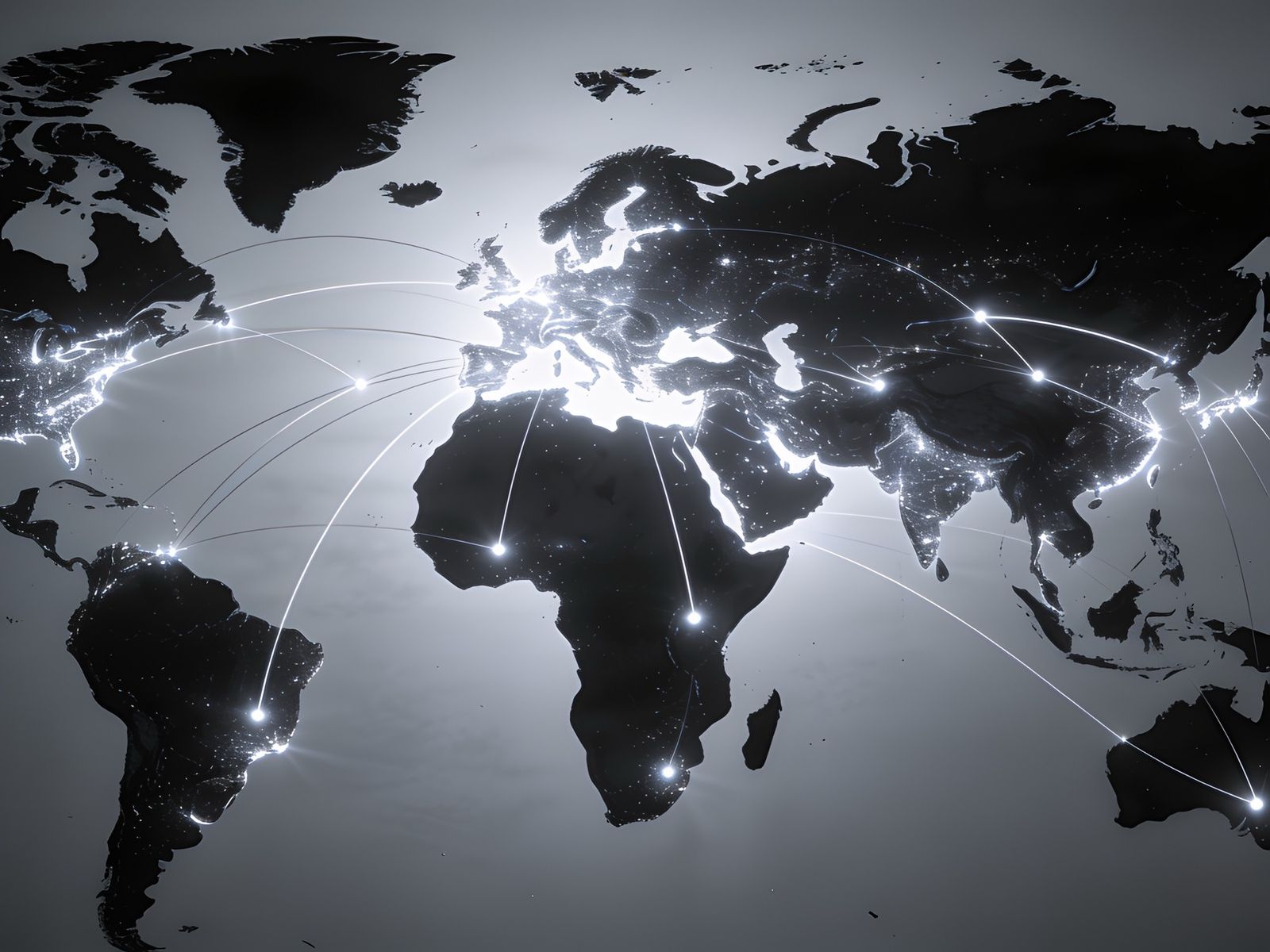A world map lit with the alliance network