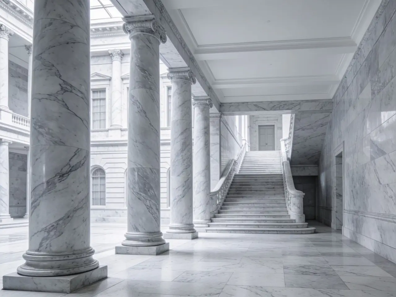 The marble hall of an institution