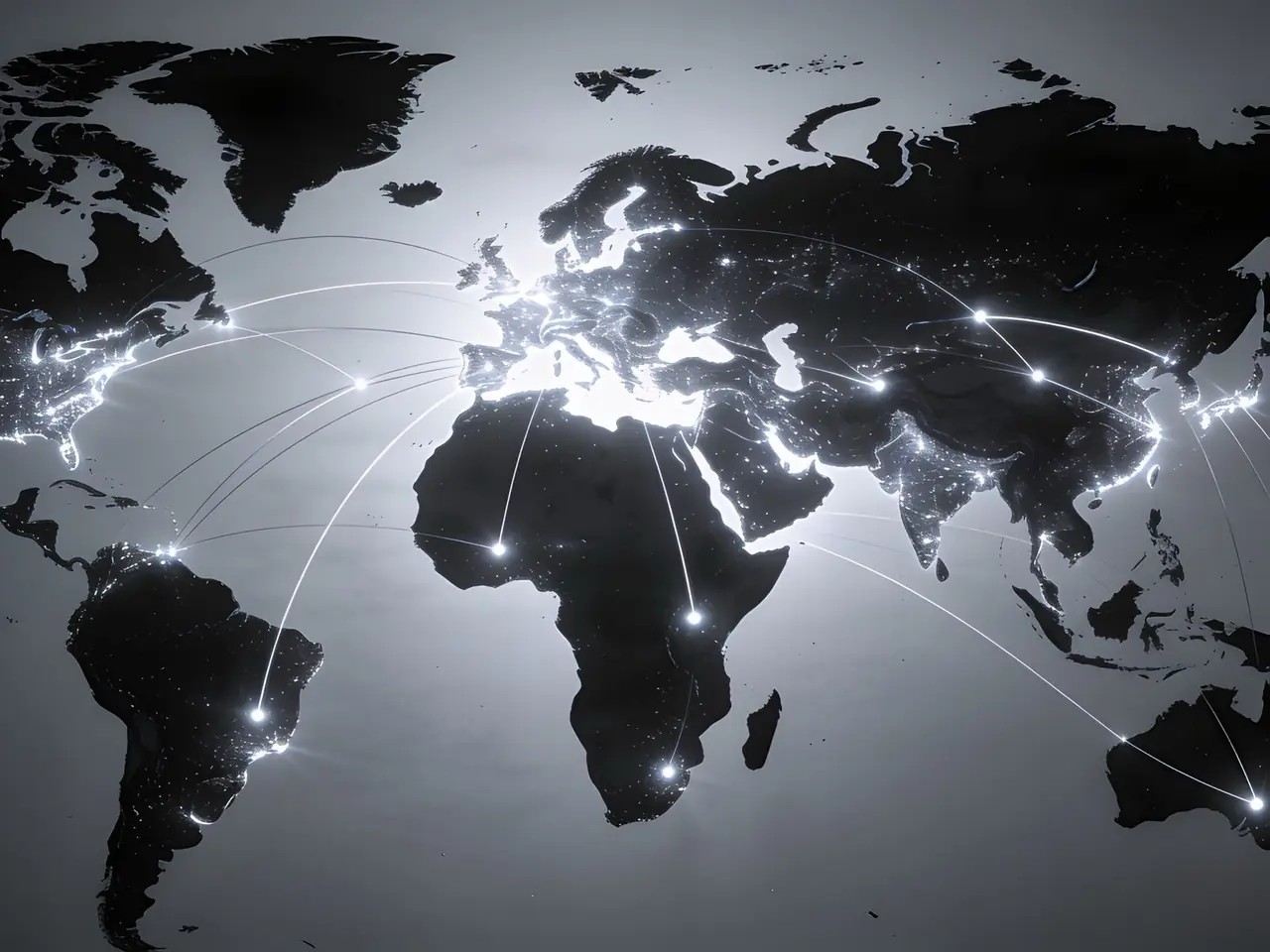 A world map lit with the alliance network